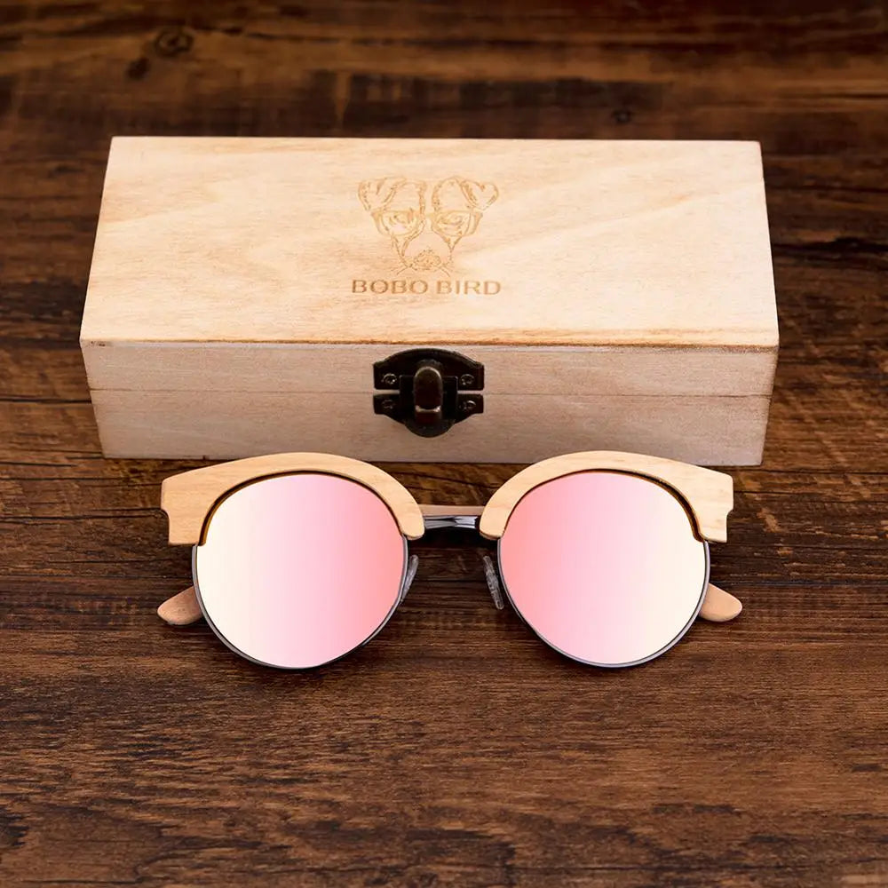 Polaroid Lens Wood Sun Glasses