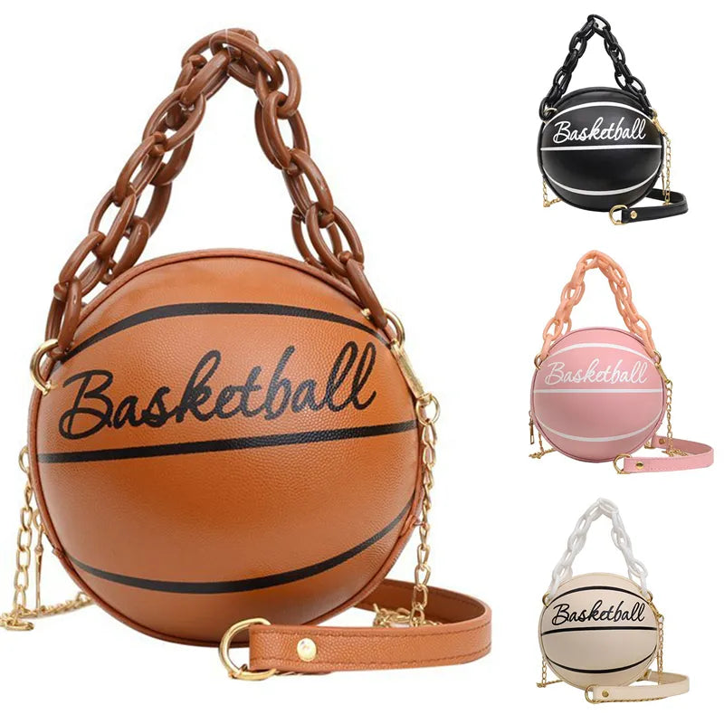 PU Leather Chain Basketball Bag