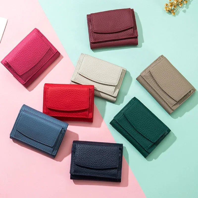 Multicolor Genuine Leather Small Wallet