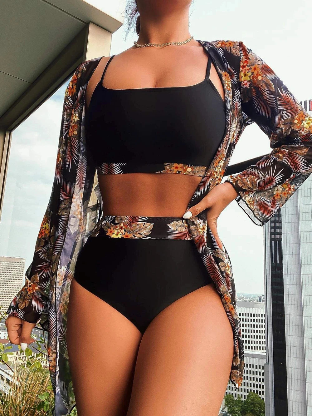 3 Pieces Long Sleeved Cover Ups Swimwear