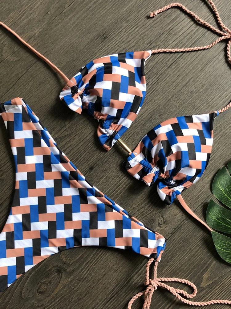 Striped Bikini Knotted Swimsuit