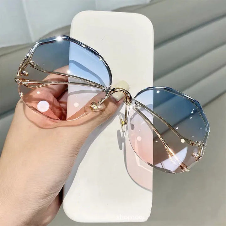 Rimless Round Gradient Sun Glasses